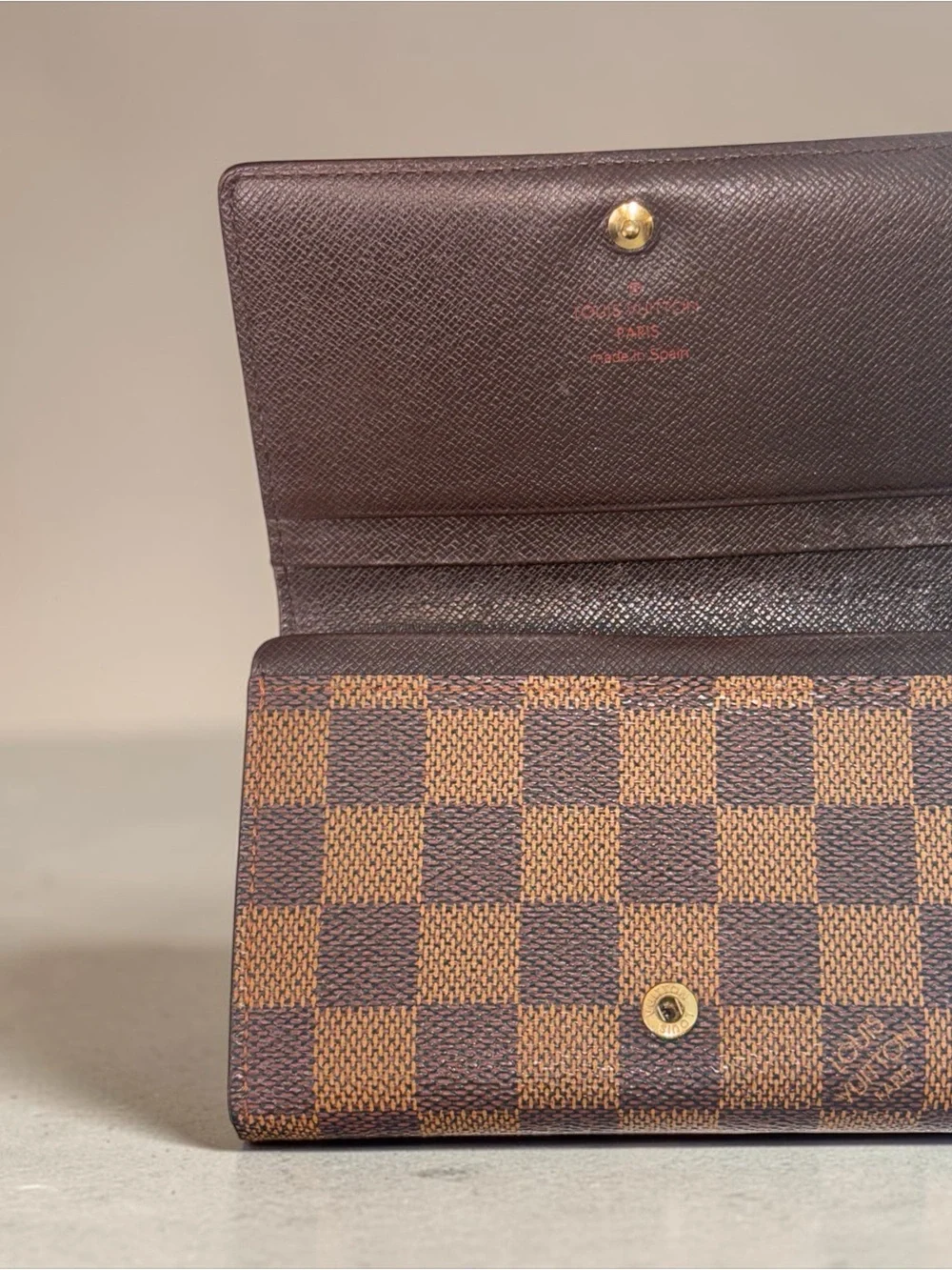 Louis Vuitton Brown Damier Ebene Messenger Bag + Matching Long Wallet Bundle